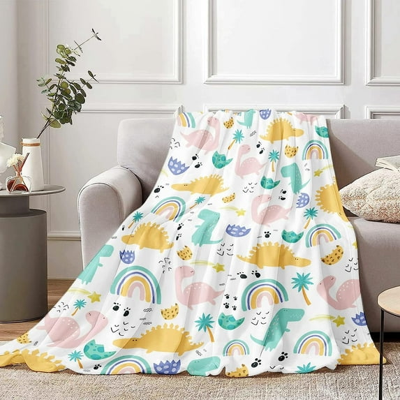 Dinosaur Throw Blanket for Kids, 50 x 60 Inch Cozy Dinosaur Fuzzy Plush Blanket for Boys Gift, Soft Dinosaur Flannel Throw Blanket for Girls Children Teen Dino Fans, Suitable for Sofa Bed Couch Decor