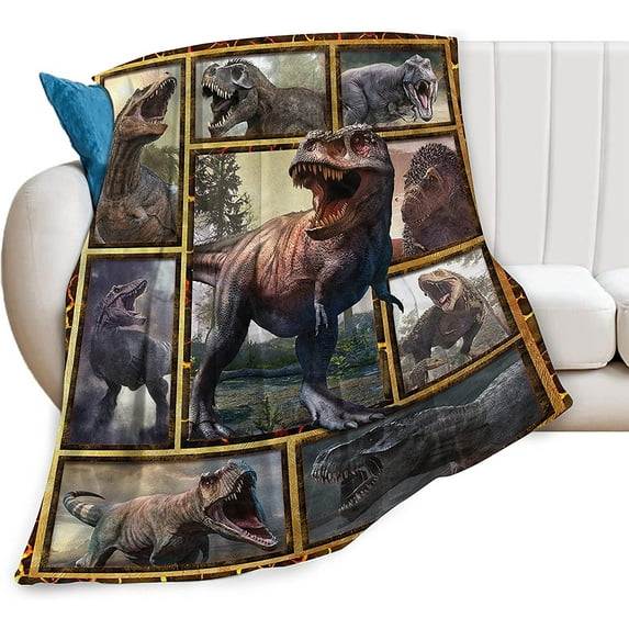 Dinosaur Throw Blanket Ultra Soft Cozy Plush Dino T-Rex Flannel Fleece Blankets Lightweight Fuzzy Warm Party Blanket for Girls Boys All Season Gifts for Bed Couch Sofa Kids Adults 80\\