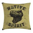 thumbnail image 1 of Dinosaur Throw Pillow Cushion Cover, Hand Drawn Roaring Tyrannosaurus Portrait Native Spirit Jurassic Wild Animal, Decorative Square Accent Pillow Case, 18 X 18 Inches, Army Green Black, by Ambesonne, 1 of 2