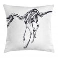 thumbnail image 1 of Dinosaur Throw Pillow Cushion Cover, Skeleton Prehistoric Wild Animal Raptor Predator Bones Extinct Species Archeology, Decorative Square Accent Pillow Case, 20 X 20 Inches, Black White, by Ambesonne, 1 of 2
