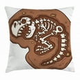 thumbnail image 1 of Dinosaur Throw Pillow Cushion Cover, T-Rex Fossil in the Ground Clip Art Style Dead Bones Archeology Prehistory Theme, Decorative Square Accent Pillow Case, 16 X 16 Inches, Brown White, by Ambesonne, 1 of 2