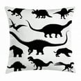 thumbnail image 1 of Dinosaur Throw Pillow Cushion Cover, Various Black Dino Silhouettes Jurassic Evolution Extinction Predator Animals, Decorative Square Accent Pillow Case, 16 X 16 Inches, Black White, by Ambesonne, 1 of 2