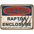 thumbnail image 1 of Dinosaur Tin Sign Warning Raptor Enclosure Classic Movie Poster Bar Movie Wall Club Indoor and Outdoor Wall Retro Decoration 16x12 Inches, 1 of 4
