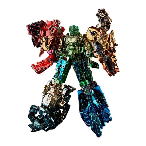 Dinosaur Toy, 5-in-1 Electroplated Color Building Set, Pterosaur T-Rex Stegosaurus Brachiosaurus Robot Model with Flexible Joints, Action Figure Assembly Kit
