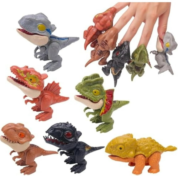 Dinosaur Toy That Bites Your Fingers, Dino Party Gift Decorate, Fun Little Toys 20 Pcs Dinosaur Head Finger Puppets, Realistic Finger Puppet for Toddlers, Figure Novelty Creative Theater (6 PCS)