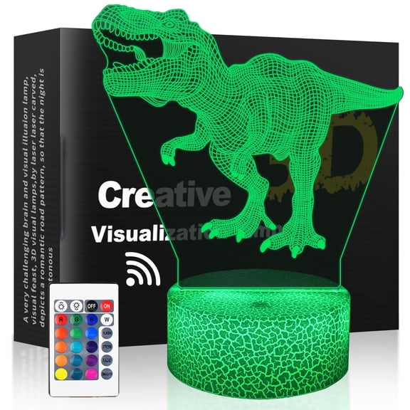 Dinosaur Toy T-Rex 3D Night Light for Kids 16 Colors Dimmable Dinosaur Led Light with Remote & Smart Touch & USB Cable - Dino Gift for Adults Teens Boys Girls Birthday Christmas