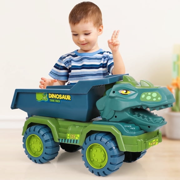Dinosaur Toy Truck, Boys Toys Car 3-5, Dinosaur Large Size Vehicle, Tyrannosaurus Rex Dump Truck, Gift for Boys Girls Toddles 3-8