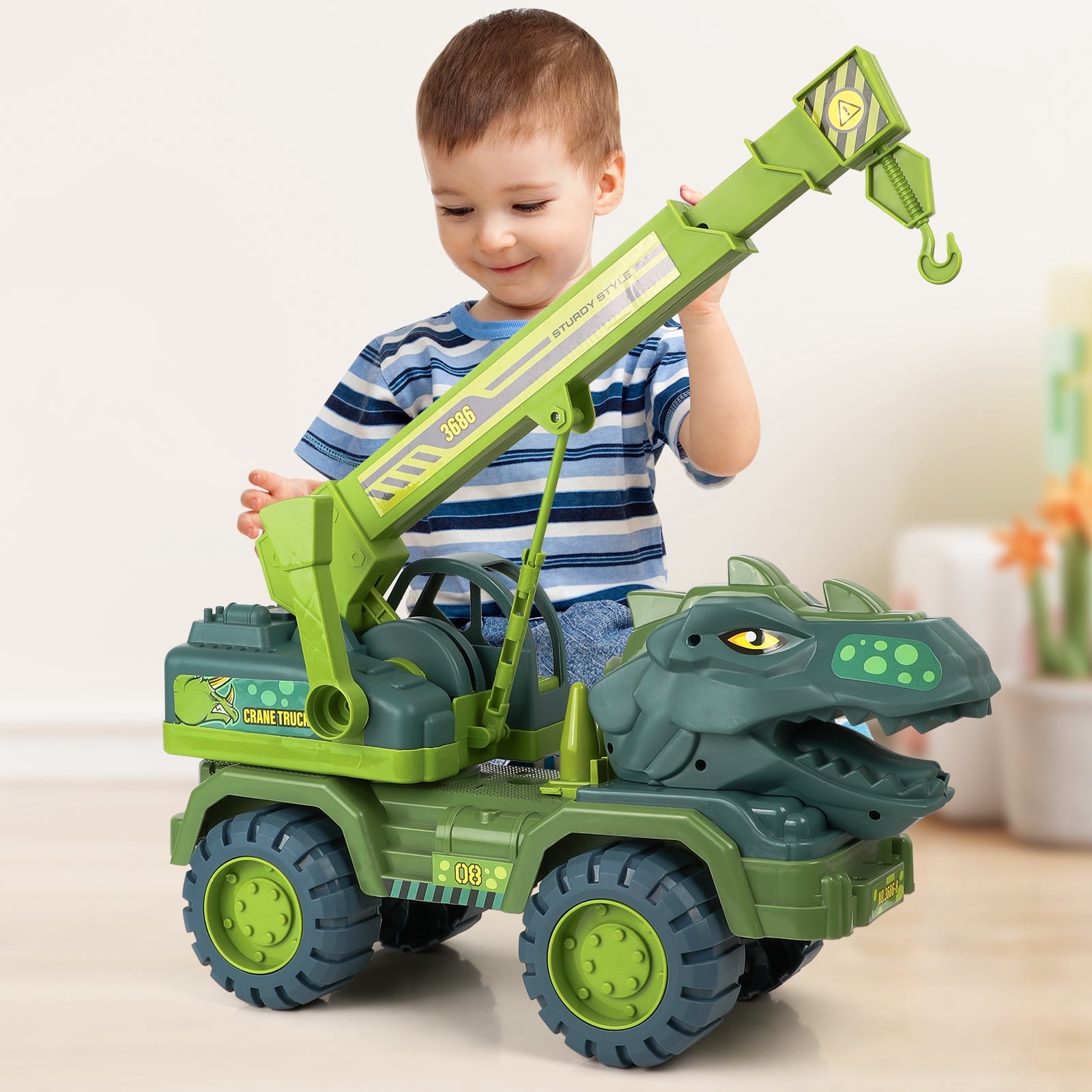 Carrier Truck Race Track Toddlers Toys, Foldable 3 Layer Car Race Track Playset, Toy
