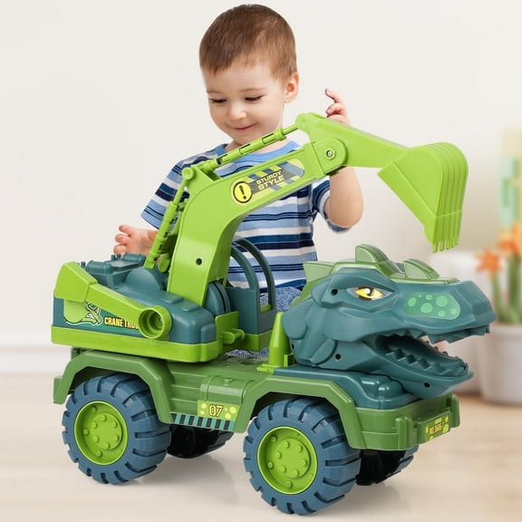 Dinosaur Toy Truck for Boys, Dinosaur Large Construction Vehicle, Tyrannosaurus Rex Excavator, Dinosaur Toys Gift for Boys Kids Ages 3+