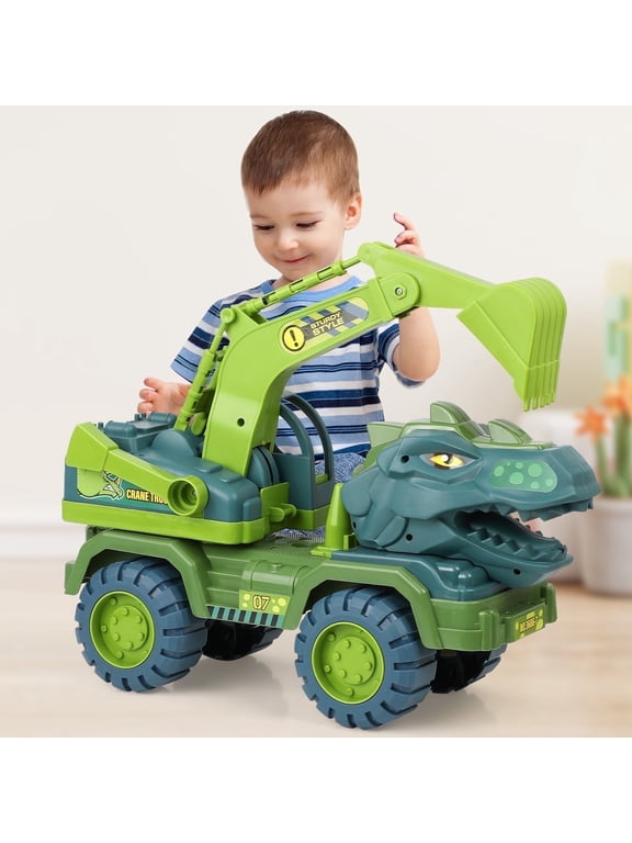 Dinosaur Toy Truck for Boys, Dinosaur Large Construction Vehicle, Tyrannosaurus Rex Excavator, Dinosaur Toys Gift for Boys Kids Ages 3+