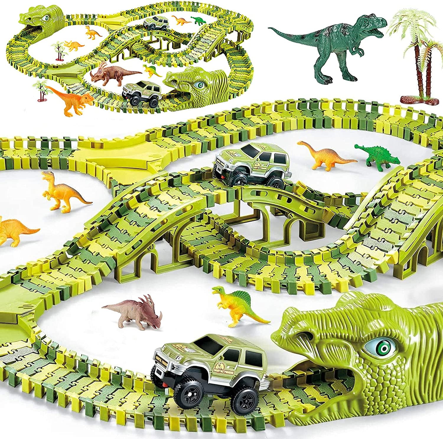 GIANTEX Circuit Voiture Dinosaure pour Enfant, 240 Pièces Piste