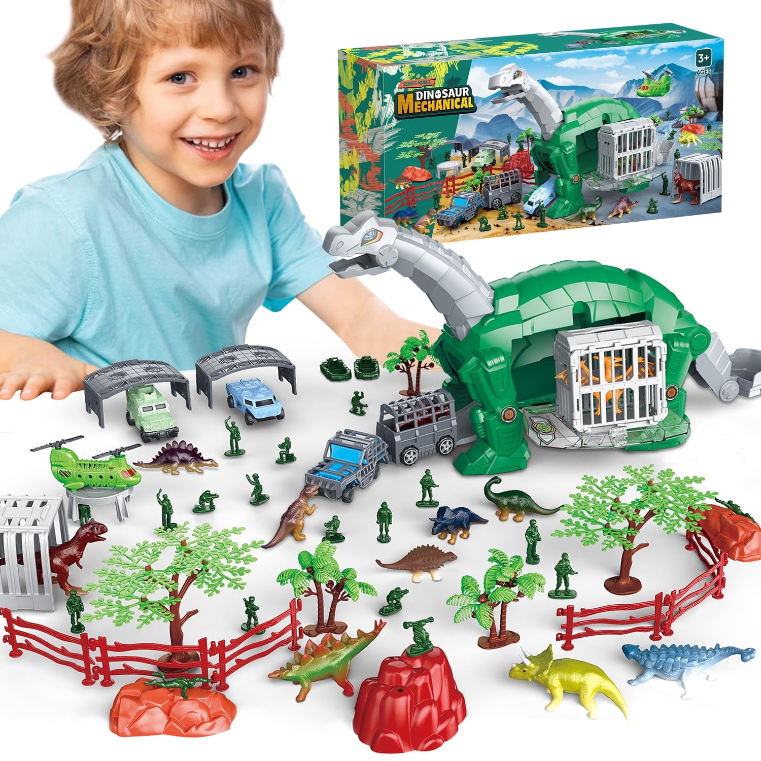 Dinosaur Toys for Boys 3-6 Years, 58 Pcs Realistic Dinosaurs Figures ...