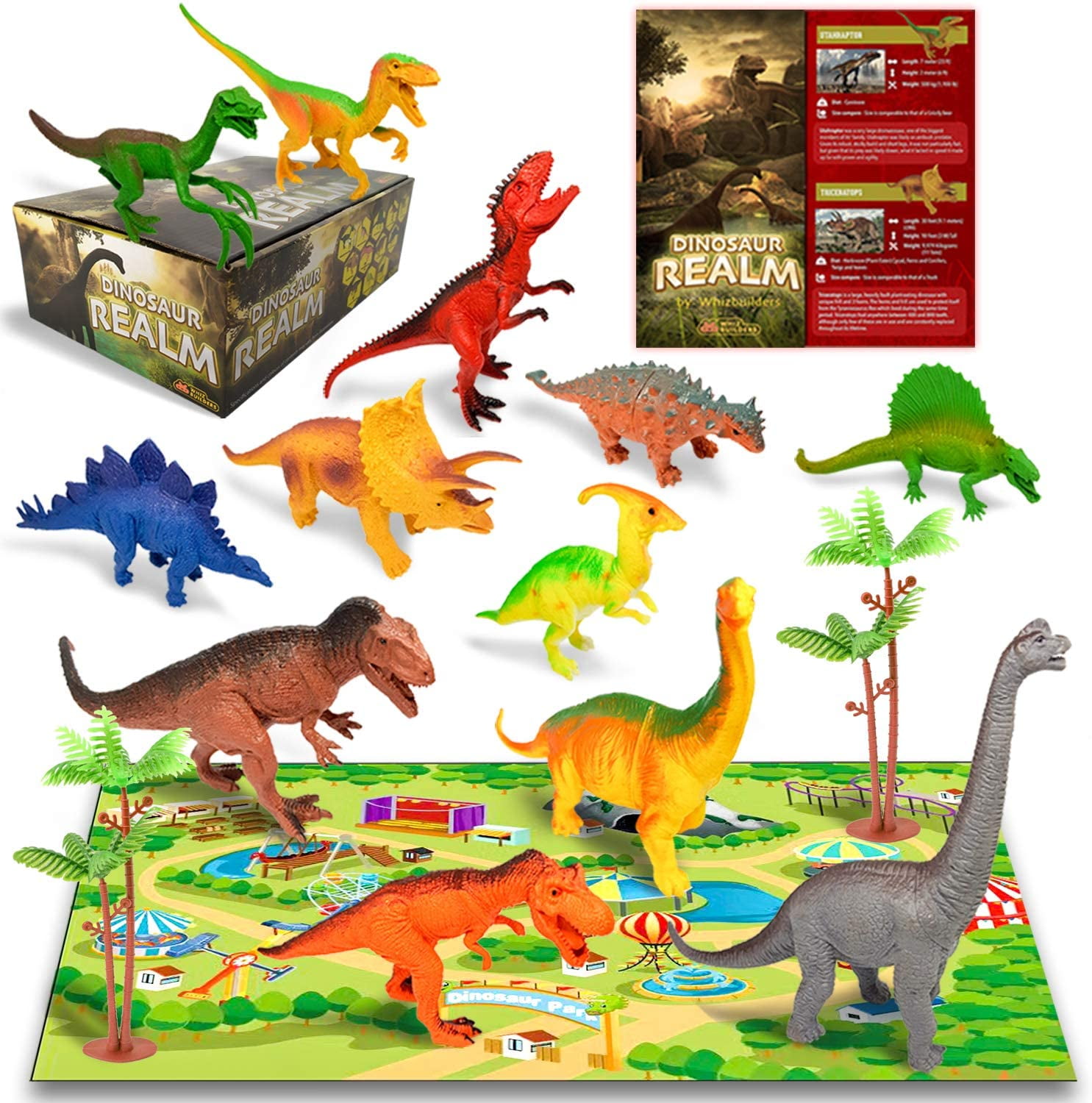Dinosaur Toys For 6 5 4 3 Year Old Boys Girls Kids 12Pcs Large Plastic Dinosaurs Figures T Rex Triceratops Brachiosaurus Stegosaurus