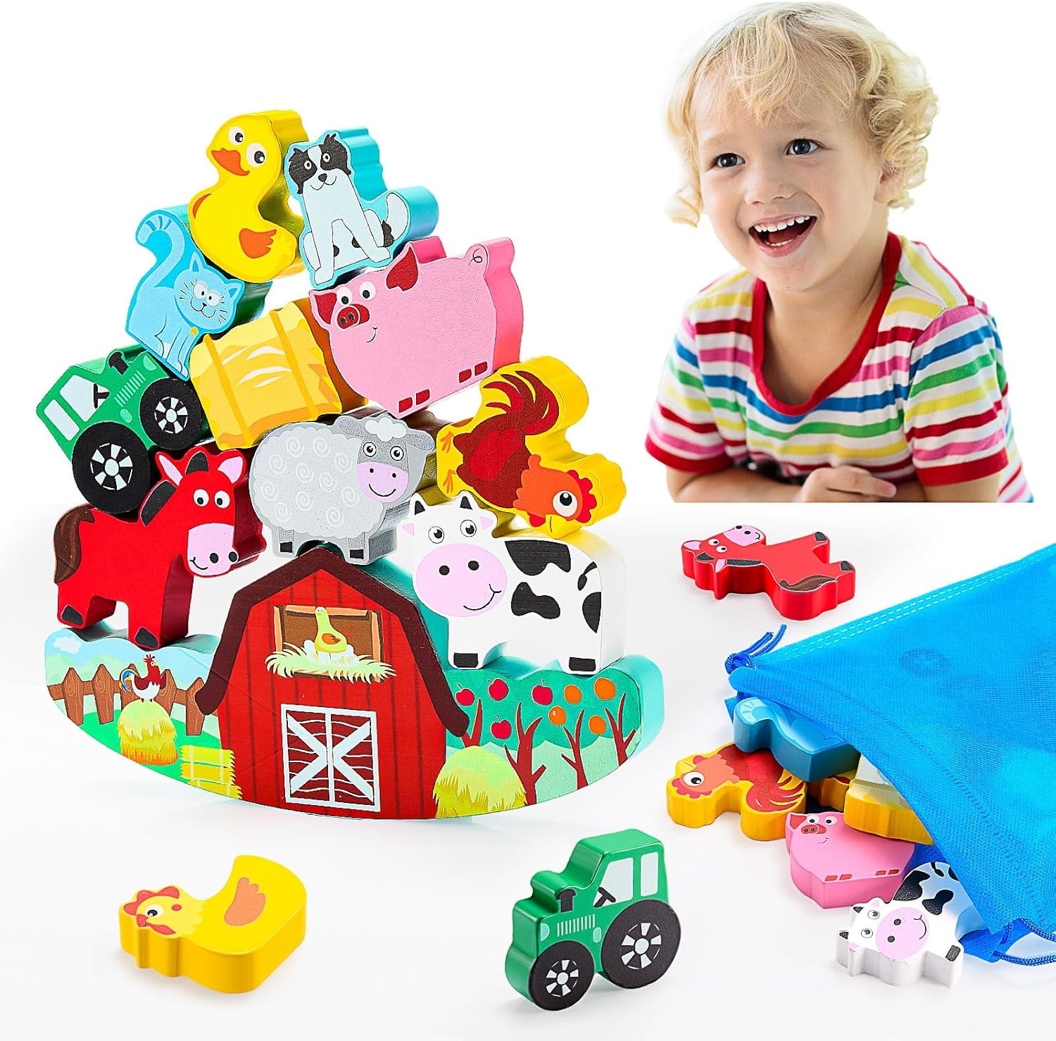 Dinosaur Toys for Kids 3-5: Wooden Stacking Montessori Toys for 3 4 5 6 ...