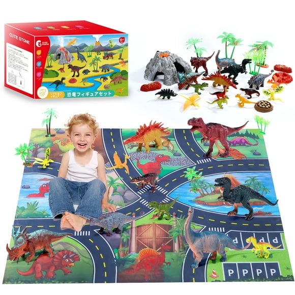 Dinosaur Toys, Play Sets, Interactive Mats for Children, Including Volcano and Hatching Eggs , Ideal Present for Toddlers and Kids Aged 3-8.