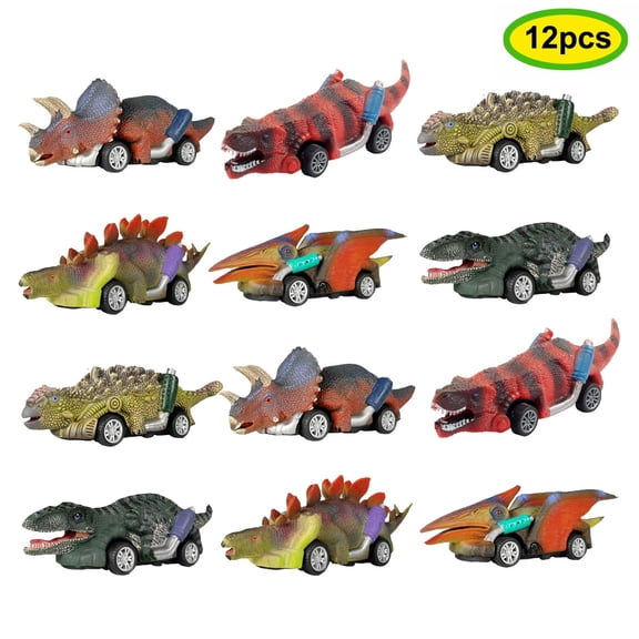 Dinosaur Toys Pull-Back Cars, 12-Pack Dinosaur Toys for 3 Year Old Boys Girls and Toddlers, Boys Toys for Ages 3, 4, 5 and Up, Pull-Back Toy Cars, Dinosaur Games with T-Rex