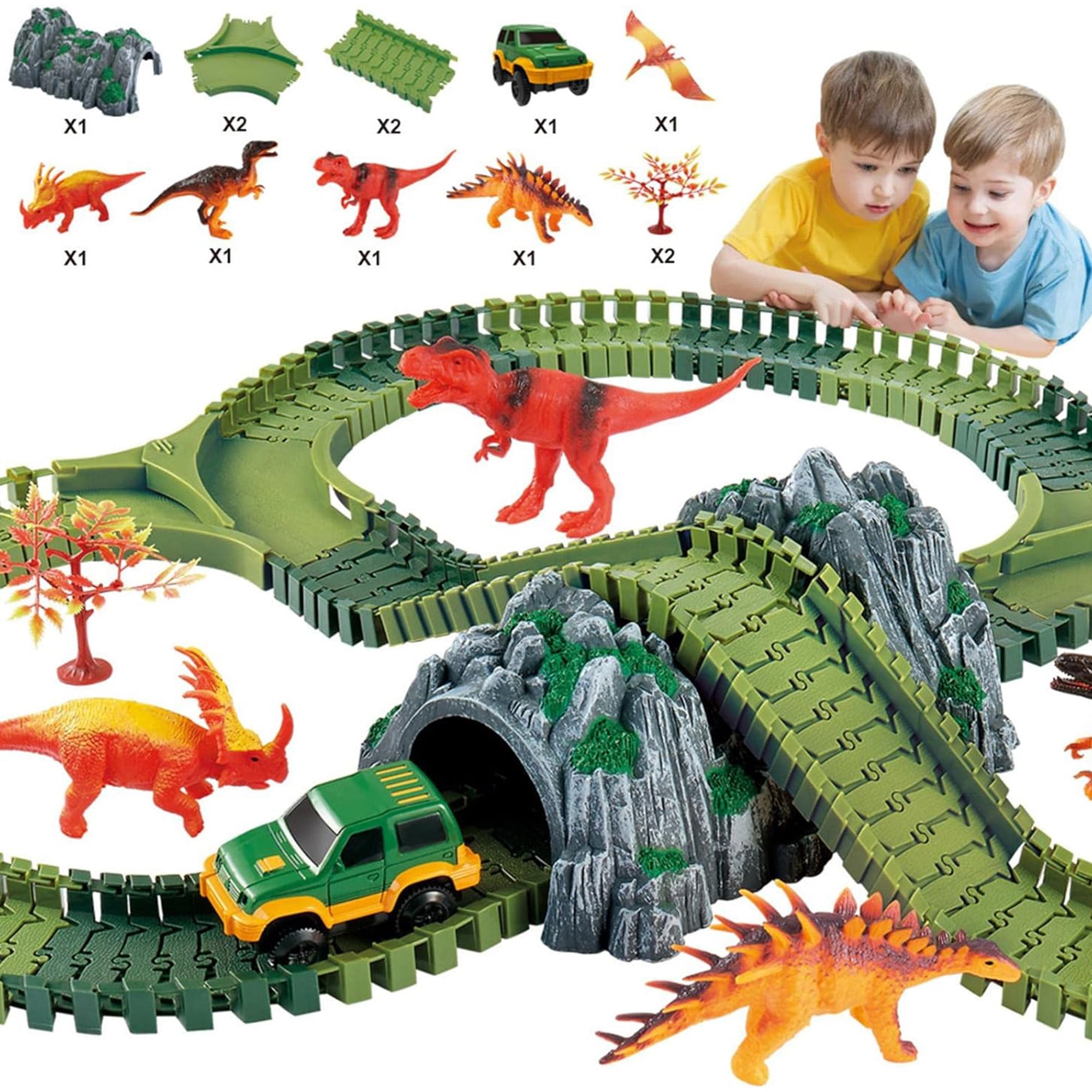  Dinosaur World Race Track Toys for Kids - Best Birthday Gifts  for Age 3 4 5 6 7 Year Old Boys and Girls, PREPOP Deluxe Dino Sets, 220 pcs  : Toys & Games