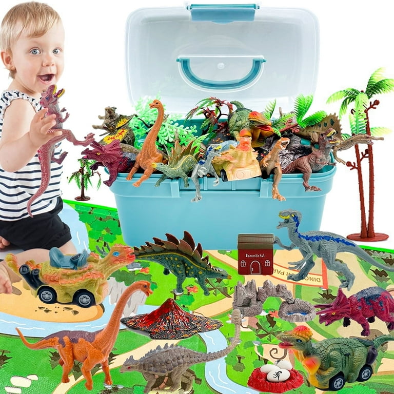 Dinosaur Toy Set for Kids 3-7 Years, Figures, Play Mat, Pull Back