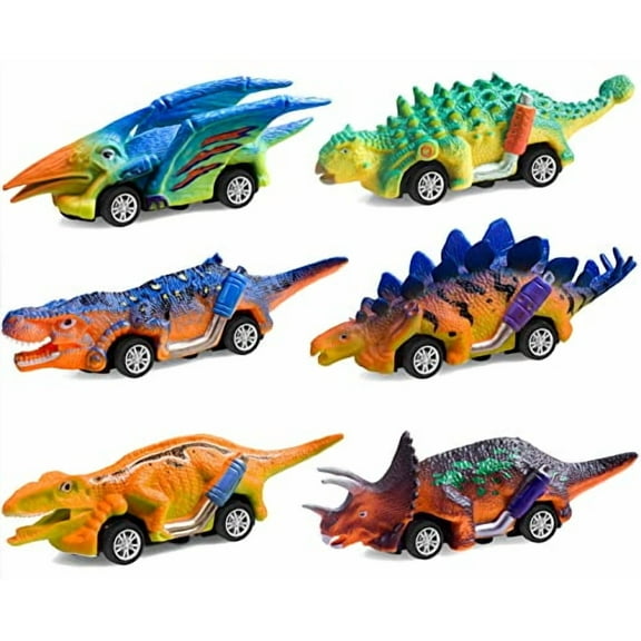 Dinosaur Toys for Kids 3-5 Pull Back Cars 6 Pack - Monster Trucks Toys for 2-5 Year Old Boys