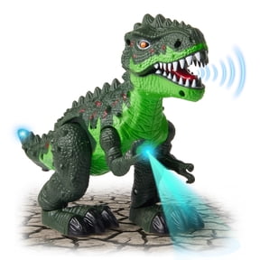 Anpro Walking Dinosaur, Electric T-Rex with Light and Roaring Sound, Electric Walking Dinosaur Toys for Kids, Dinosaur Toy Gift for Boys and Girls, Green