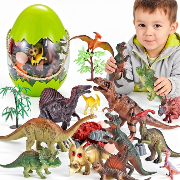 Joycrown Dinosaur Toys for Kids 34PCS Realistic Dinosaurs Figures with Eggs,Trees Playset to Create a Dino World,Gift for Toddlers Boys & Girls (Age 3+)