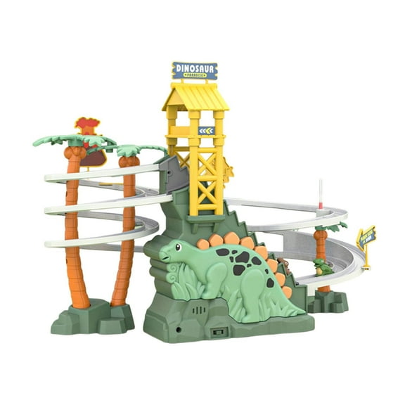 Dinosaur Adventure Track Set with Automatic Stair Climbing Action and Interactive Music Features for Kids Educational