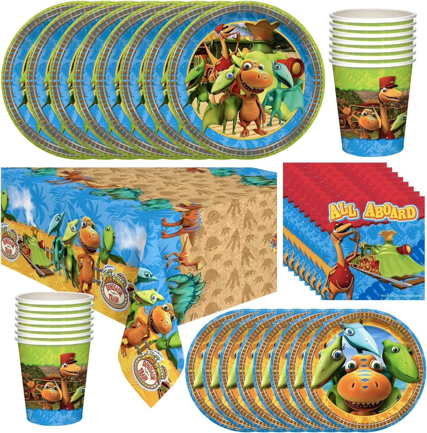 Dinosaur Train Birthday Party Tableware Deluxe Set for 24 Guests ...