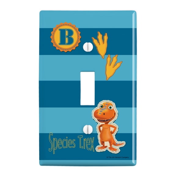 Dinosaur Train Buddy T-Rex Species Blue Stripes Plastic Wall Decor Toggle Light Switch Plate Cover