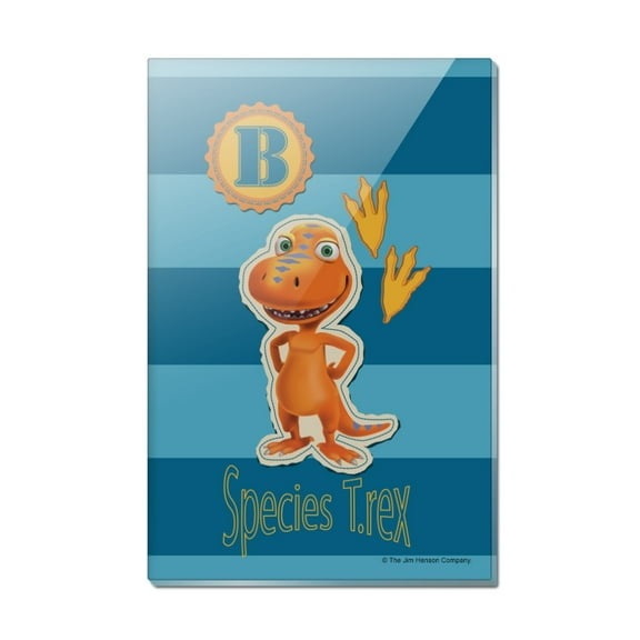 Dinosaur Train Buddy T-Rex Species Blue Stripes Rectangle Acrylic Fridge Refrigerator Magnet