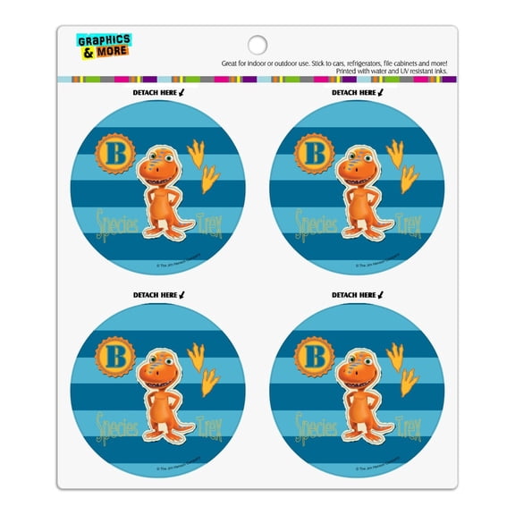 Dinosaur Train Buddy T-Rex Species Blue Stripes Refrigerator Fridge Locker Vinyl Circle Magnet Set