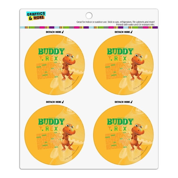 Dinosaur Train Buddy T-Rex Stats Refrigerator Fridge Locker Vinyl Circle Magnet Set