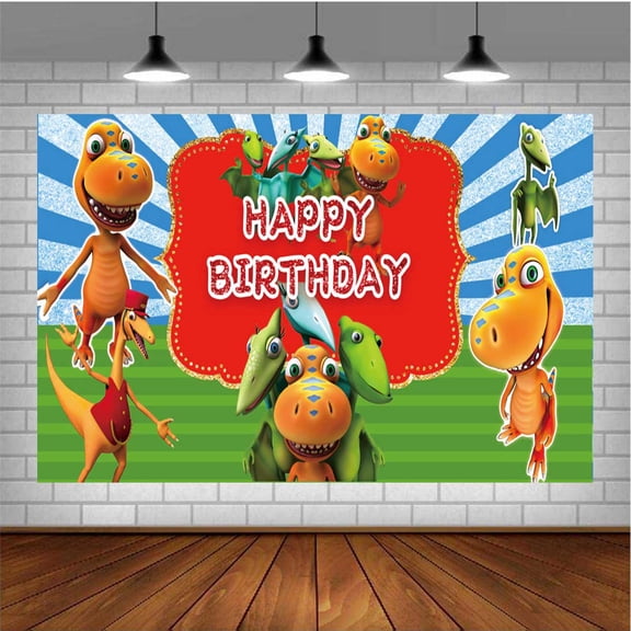 Dinosaur Train Themed Birthday Backdrop Banner - Hanging Wall Decor Tapestry for Party Celebrations