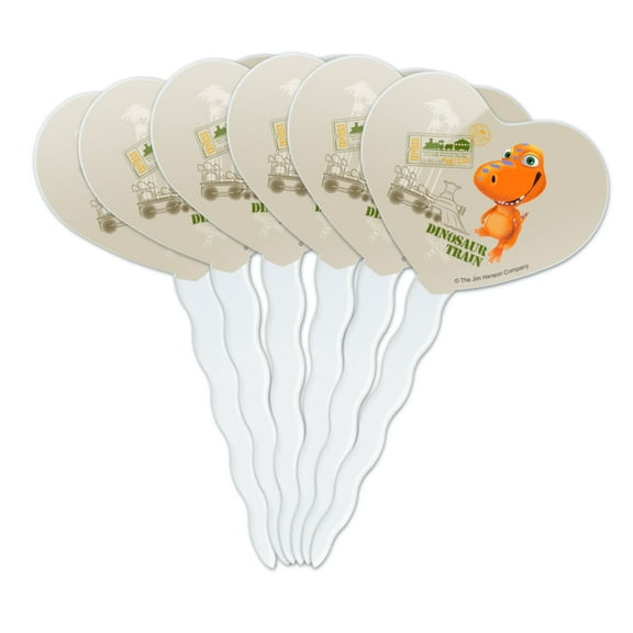 Dinosaur Train Ticket Buddy T-Rex Heart Love Cupcake Picks Toppers Decoration Set of 6
