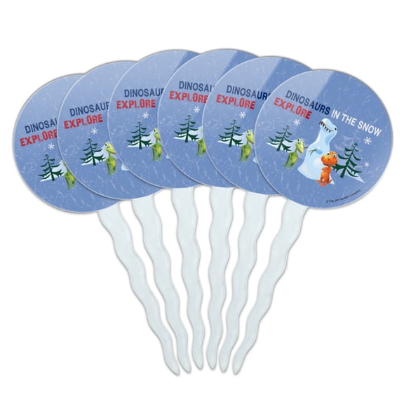 Dinosaur Train in the Snow Explore Buddy Tiny Cupcake Picks Toppers Decoration Set of 6