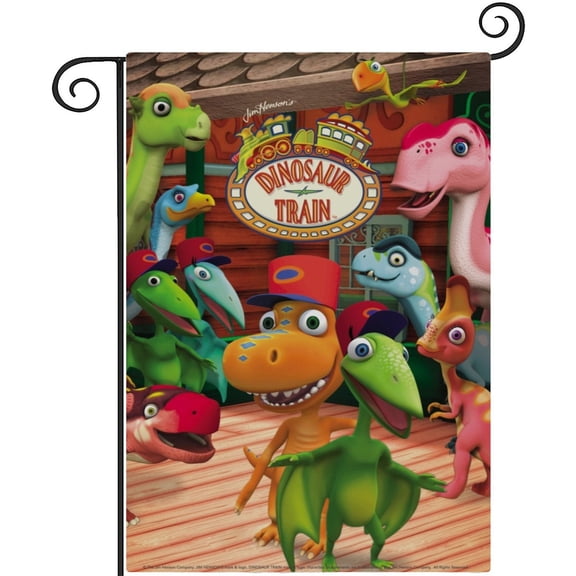 Dinosaur Train-themed Garden Flag. Perfect gift for fans, friends, and family members, and suitable for outdoor activities, party decorations11''x18''