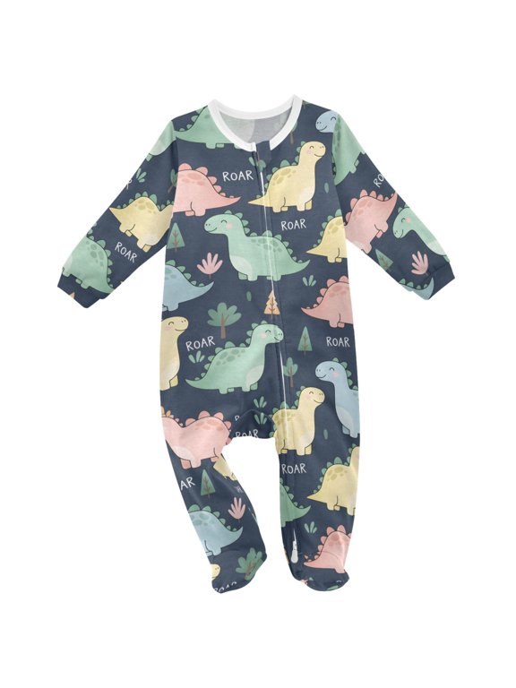 Dinosaur Tree Pattern Baby Sleeper One-Piece Footies Newborn Roomper 6Months