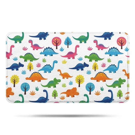 Dinosaur and Tree Pattern Bathroom Rugs Mat,Non Slip Microfiber Bathroom Rug,Rubber Backing,Soft Bathroom Mats for Bathroom Floor,Tub and Shower,17x30in(43x75cm)