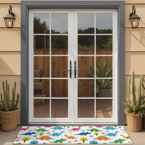 Dinosaur and Tree Pattern Door Rugs,Washable Non Slip Door Mats Indoor,Decorative Door Mats,Entry Mat Indoor for Entrance,Bedroom,Kitchen,Bathroom,16"x47"