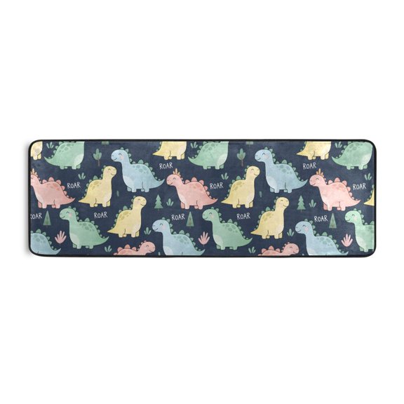 Dinosaur Tree Pattern Runner Rug 24x72 Inch Cushioned Non Slip Soft Absorbent Floor Mat