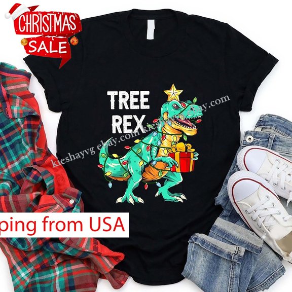 Dinosaur Tree Rex Christmasaurus Dino Sauru Christmas Gift Merry Shirt, Size S-5XL