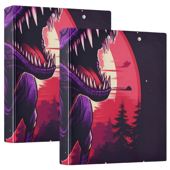 Dinosaur Trees 3 Ring Binders 1.5 inch Hardcover File Folders with Interior Pockets A4 Size Organizer for School Office Hospital