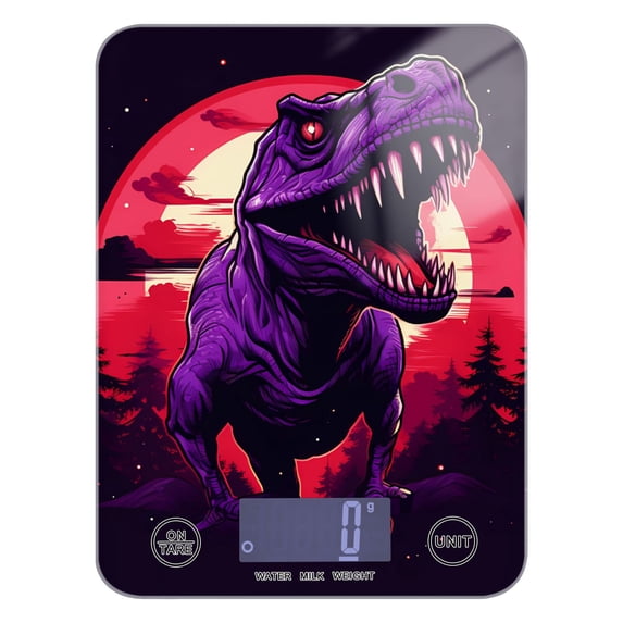 Dinosaur Trees Food Scale Digital Kitchen Scale Waterproof Tempered Glass Tare Function 11 lb for Baking Cooking Meal Prep