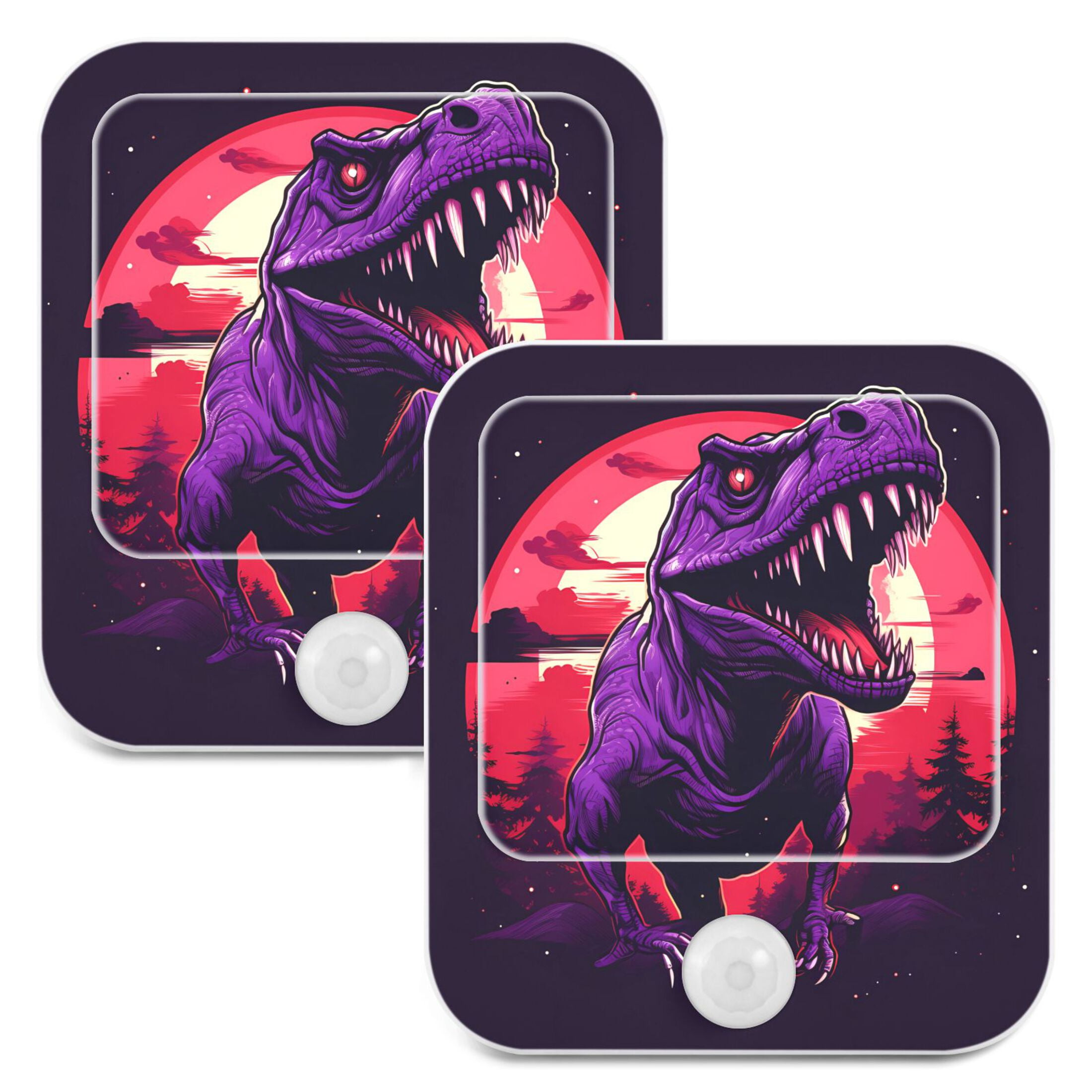 Dinosaur Trees Night Lights Plug into Wall LED with Auto Light Sensor Warm Light for Kids Hallway Bedroom Living Room Kitchen Bathroom Set of 2