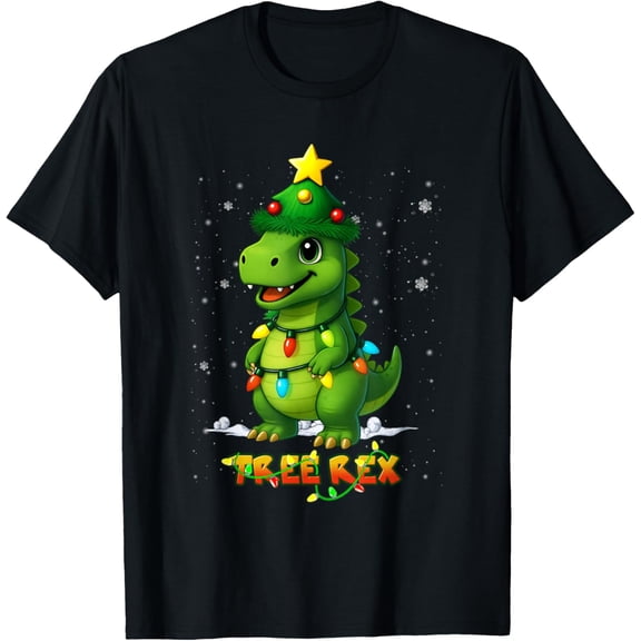 Dinosaur Trex Merry Christmas T-Ree Rex Reptile Prehistoric T-Shirt- American fashion hot selling casual retro high quality 100% cotton T-shirt 1 piece