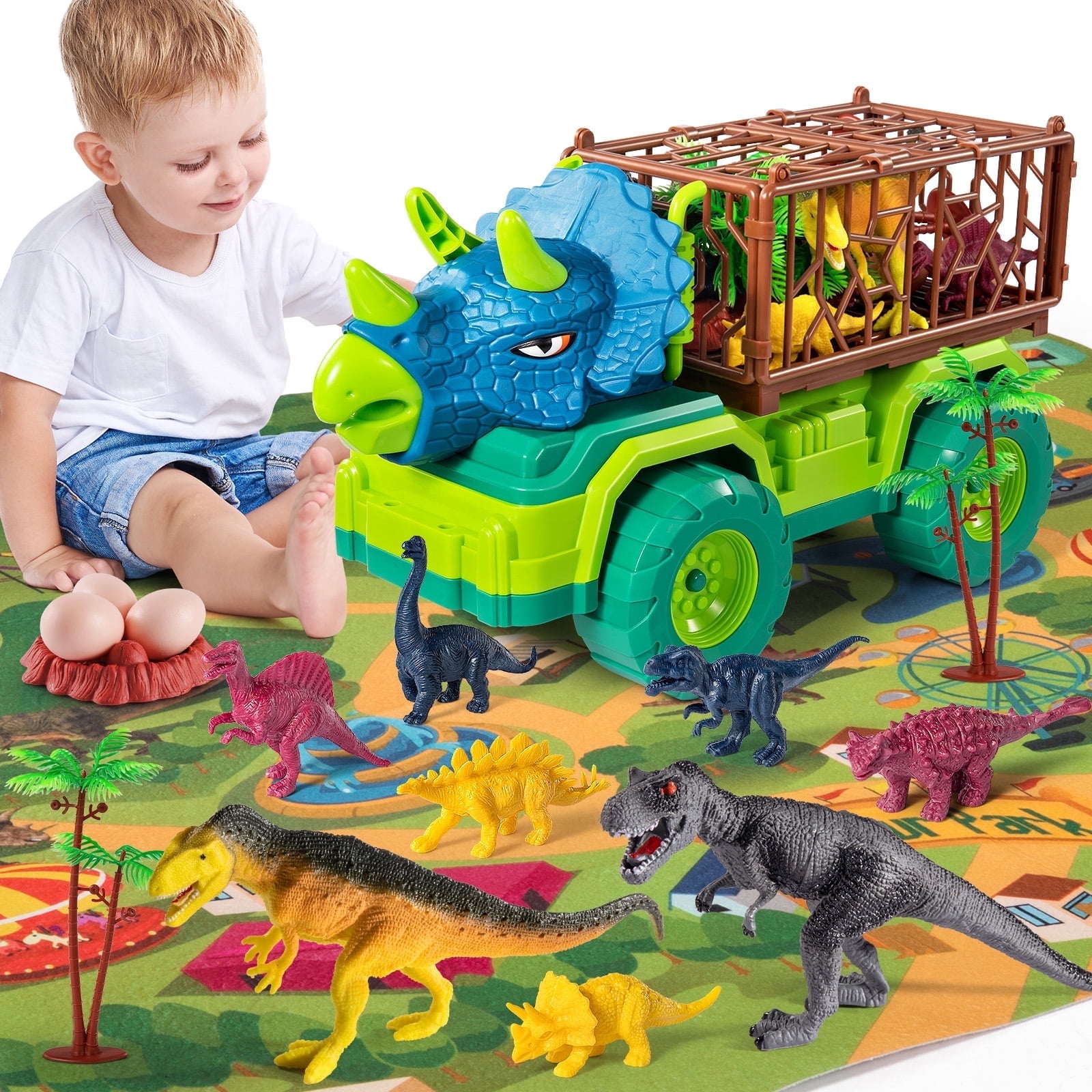 Dinosaur Truck Toys for Kids 3-5 Years, Tyrannosaurus Transport Car ...