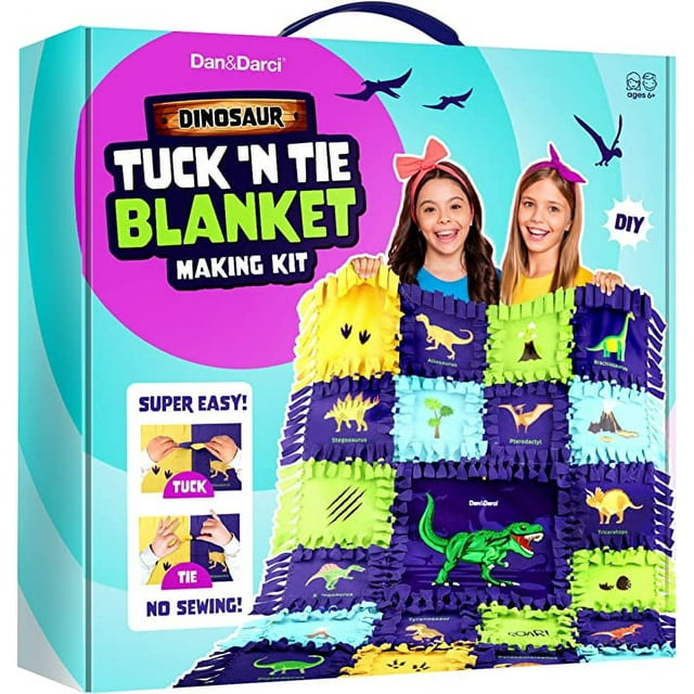 Dinosaur Tuck N' Tie DIY Fleece Blanket Kit for Kids Arts & Crafts