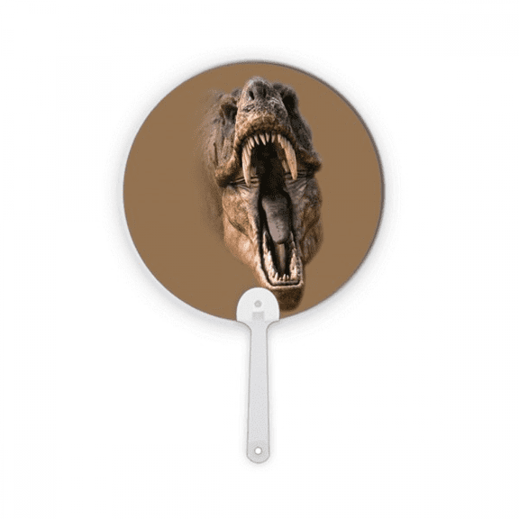Dinosaur Tyrannosaurus Rex Opens Mouth Teeth Plastic Round Handheld Fan Decorations Craft