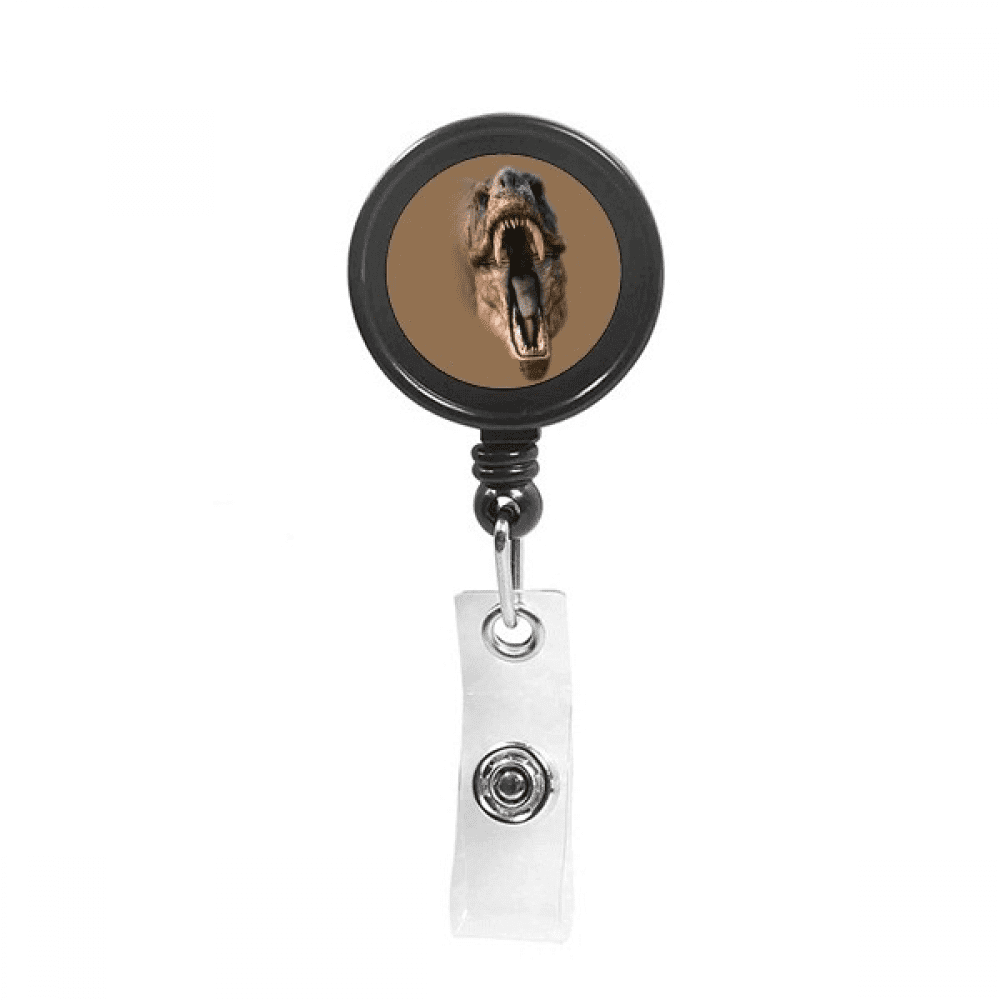 Dinosaur Tyrannosaurus Rex Opens Mouth Teeth Retractable Keychain Badge Holder ID Badge