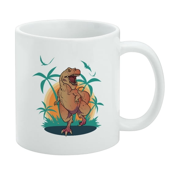 Dinosaur Tyrannosaurus Rex Running White Mug