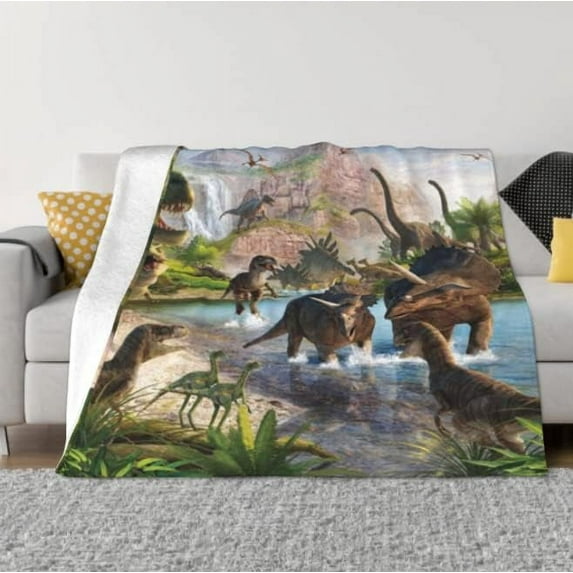 Dinosaur, Tyrannosaurus Rex, Triceratops Blanket Plush Lightweight Soft Flannel Fleece Throw Blankets Bedding for Bed Sofa Couch Living Room 60"x50"